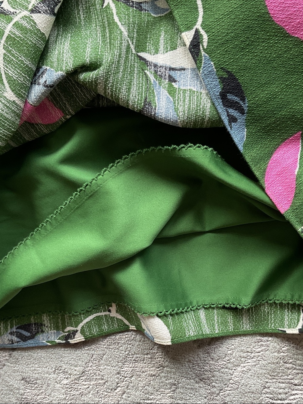 Boden Green Floral Linen Skirt with Pink & Blue Accents - Picture 7 of 10